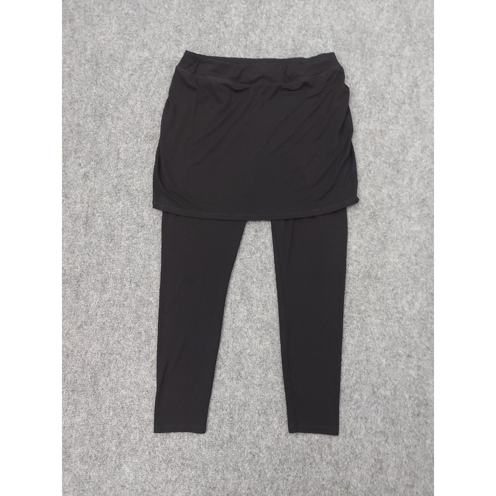 Eileen‎ Fisher Skirted Leggings Womens Small Petite Black Ankle Skirt Athleisure